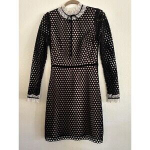 Nha Khanh Angelica Lace Swan Circle Eyelet Black Cocktail Dress Black 2 USA